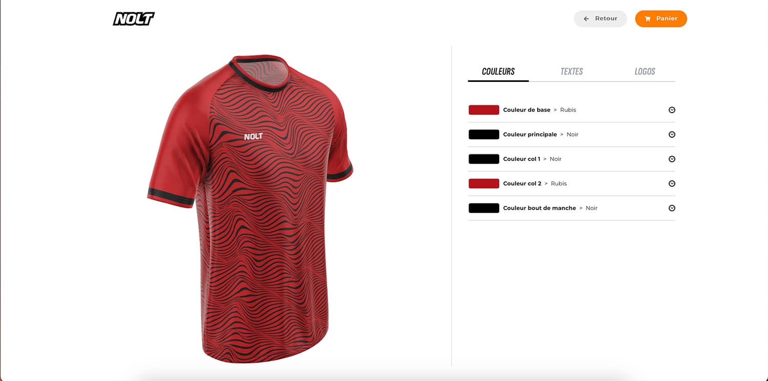 Configurateur 3D - Personnalisation de maillot