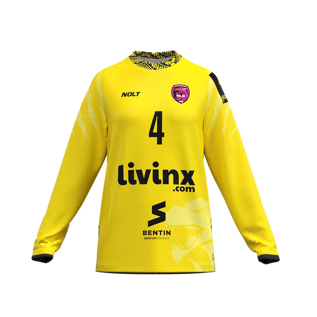 Maillot de gardien handball éco-responsable et personnalisable à base de polyester recyclé et recyclable de la marque NOLT.